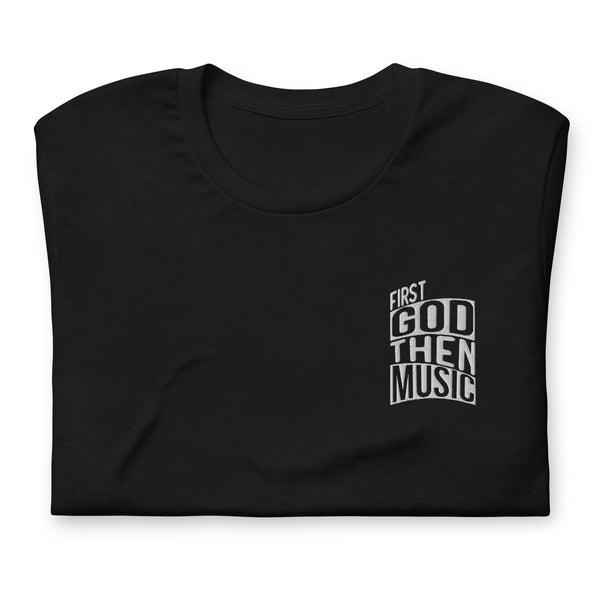 FIRST GOD THEN MUSIC STITCHED TEE